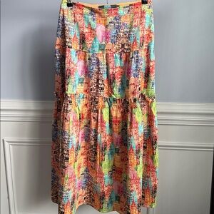 Eva Franco Anthropologie Villa Tiered Long Skirt Vacation Resort 12 L